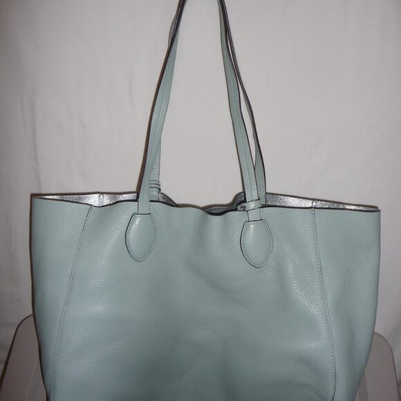 Michael Kors Turquoise/Robin Blue Reversible Purse Handbag (Hobo Style) w/Clutch - Picture 4 of 9
